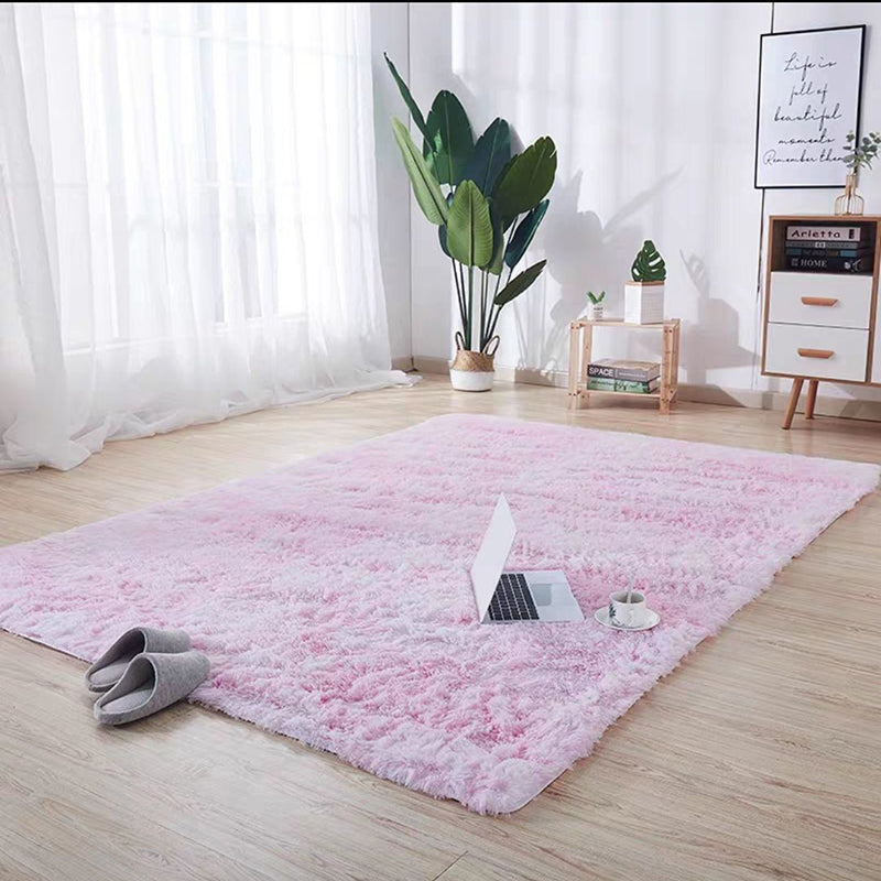 Tapis moderne rouge moderne en polyester moquette de couleur solide tapis de support sans glissement pour le salon