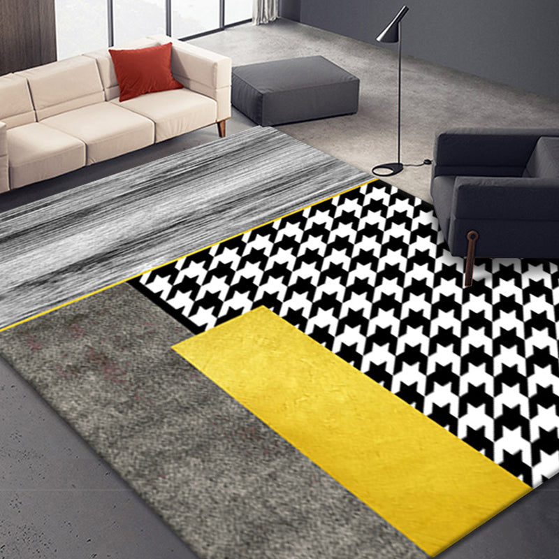 Goud eenvoudige vloerkleed Polyester Geometrisch Tapijt Non-Slip Backing Rug voor woonkamer