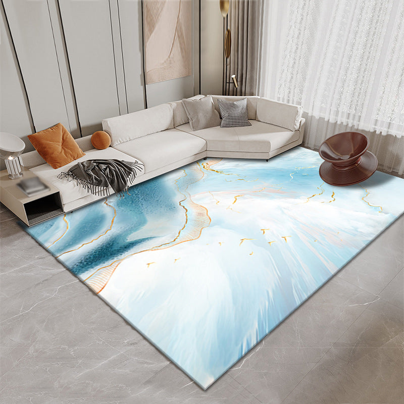 Casual Flowing Swirls Pattern Rug Polyester Area Carpet Pet Friendly Indoor Carpet for Living Room