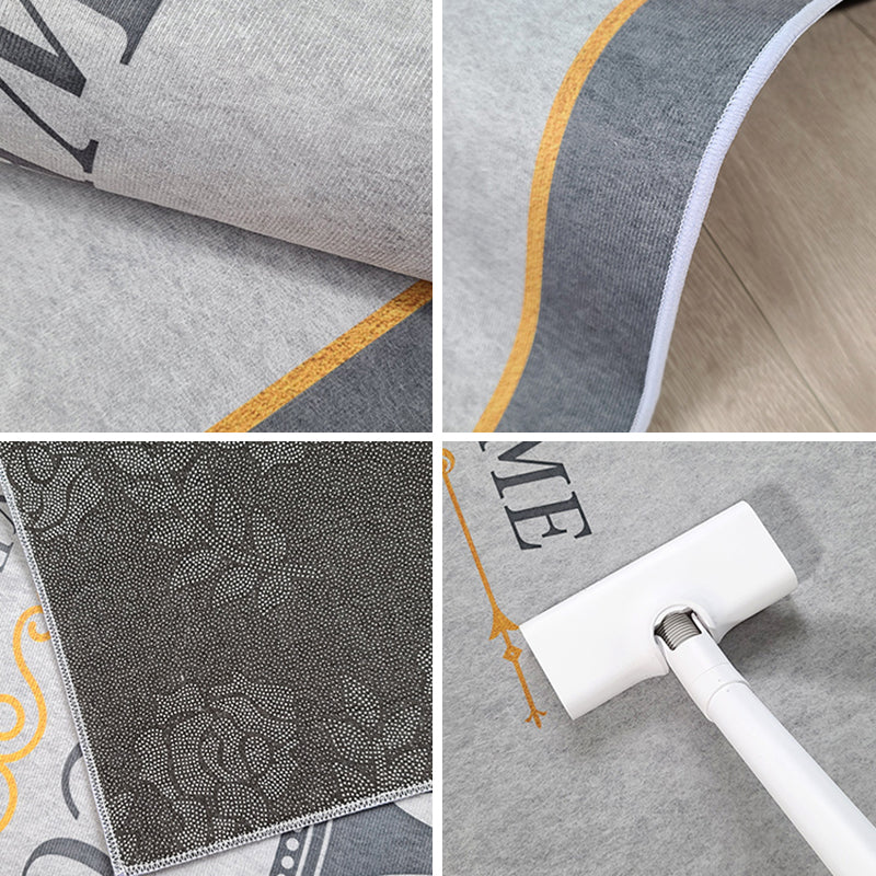 Grey Geometric Pattern Carpet Modern Polyester Area Rug Non-Slip Backing Area Rug for Living Room