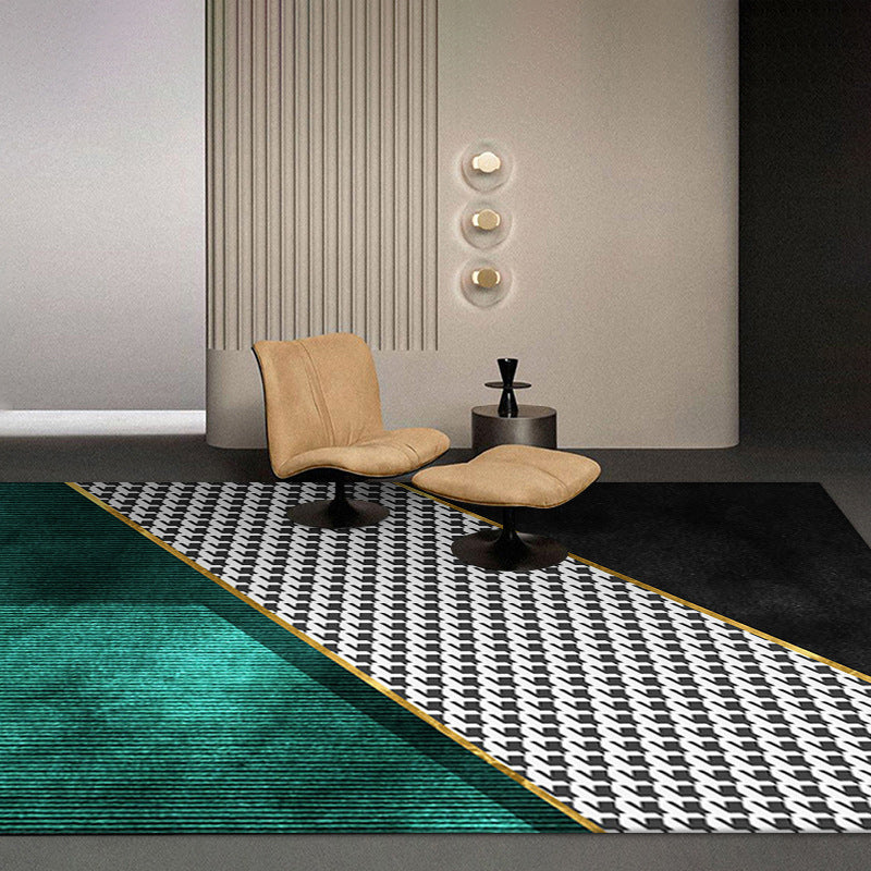 Modern Area Rug Bold Houndstooth Pattern Rug Polyester Stain Resistant Area Rug for Living Room