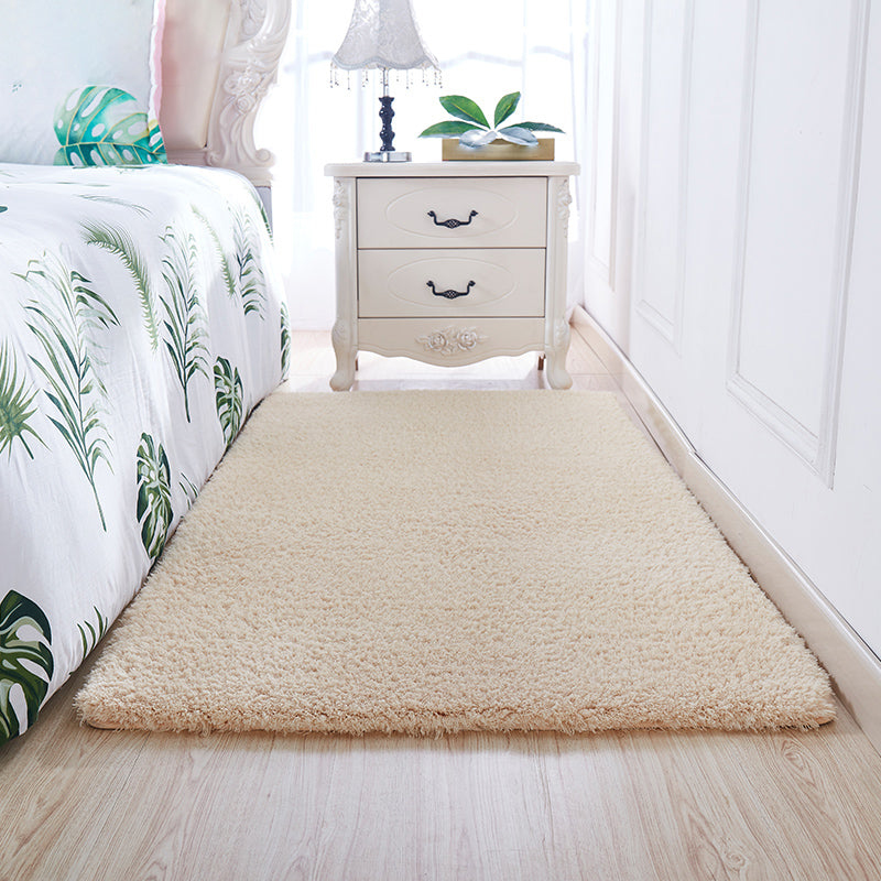 Casual Solid Rug Polyester Indoor Carpet Non-Slip Backing Shag Area Carpet for Living Room