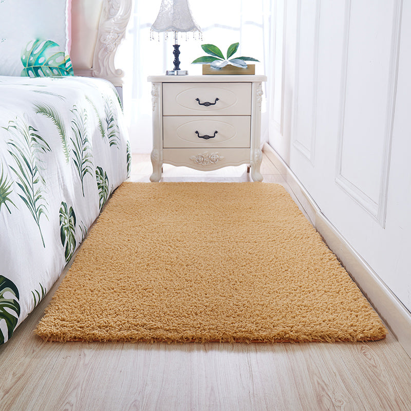 Casual Solid Rug Polyester Indoor Carpet Non-Slip Backing Shag Area Carpet for Living Room