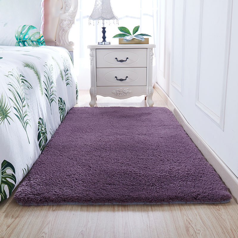 Casual Solid Rug Polyester Indoor Carpet Non-Slip Backing Shag Area Carpet for Living Room