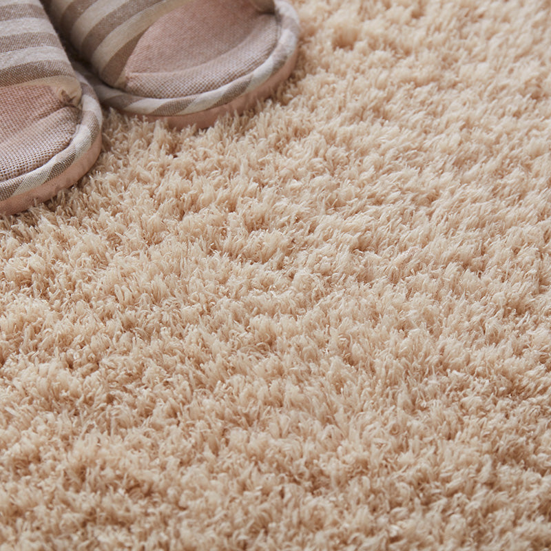 Casual Solid Rug Polyester Indoor Carpet Non-Slip Backing Shag Area Carpet for Living Room