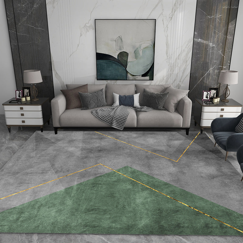 Grey Geometric Print Carpet Modern Polyester Area Rug Stain Resistant Rug for Home Decor