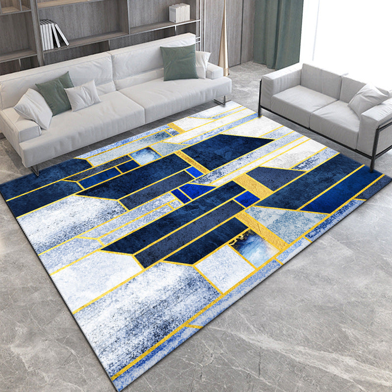 Gold Modern Rug Polyester Circle Indoor Rug Non-Slip Backing Rug for Home Decor