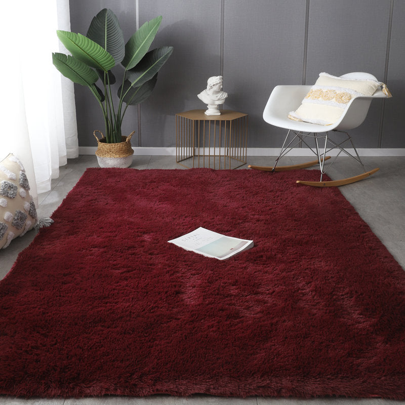 Simplicity Solid Rug Polyester Indoor Carpet Non-Slip Backing Shag Area Carpet for Living Room