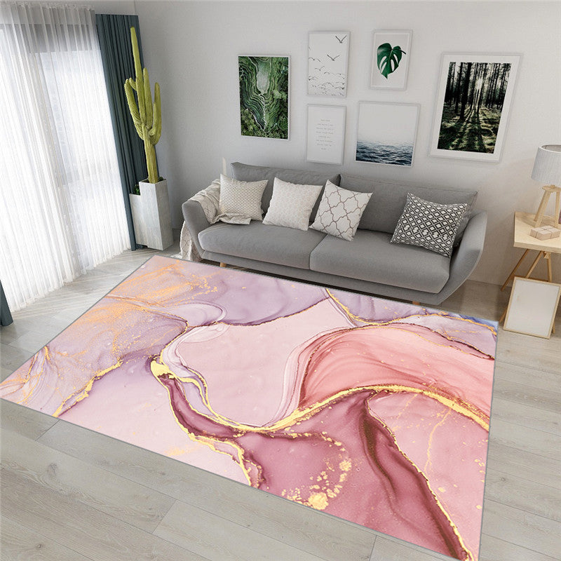 Pink Abstract Pattern Area Rug Modern Polyester Area Carpet Easy Care Rug for Home Decor