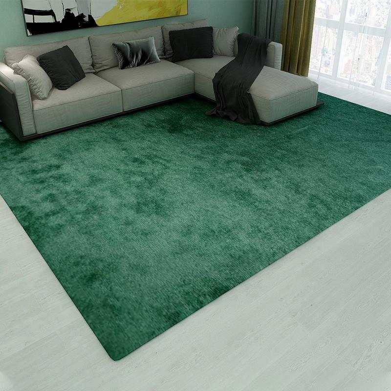 Modern Pure Color Carpet Green Polyester Area Rug Modern Stain Resistant Rug for Living Room