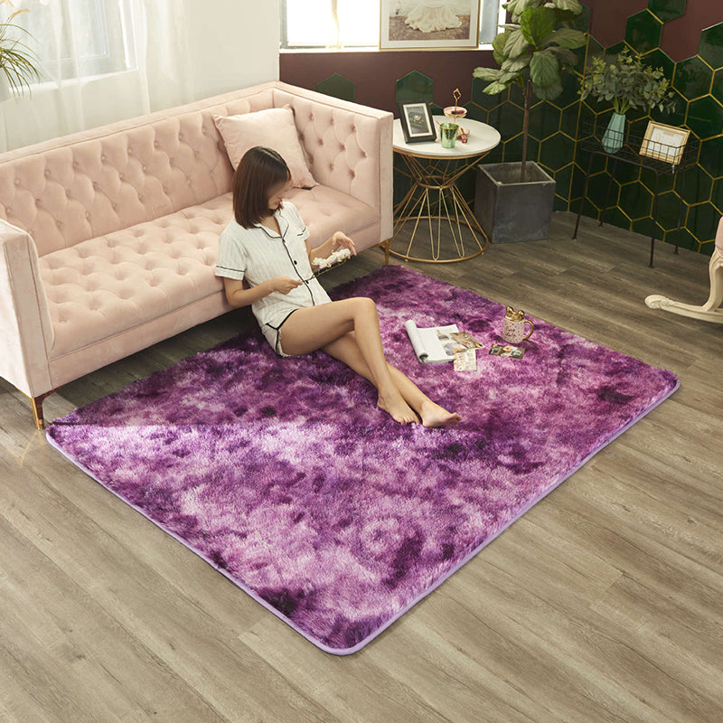 Tapis de couleur polyester pourpre en polyester tapis de support sans glissement pour décoration domestique