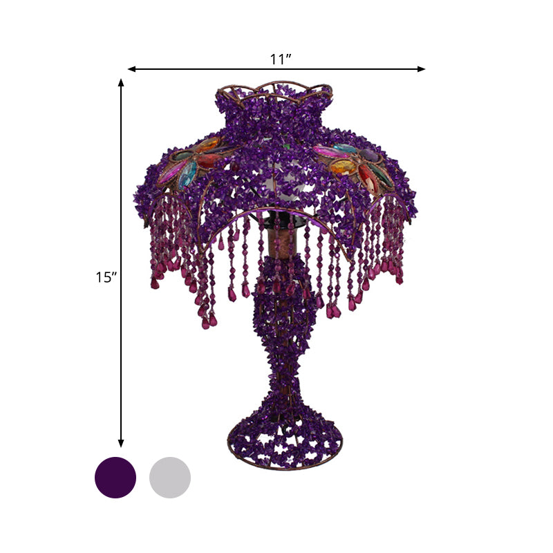 Blanc / violet 1 tête d'éclairage de nuit bohème en métal de nuit de nuit festonnée pour le salon