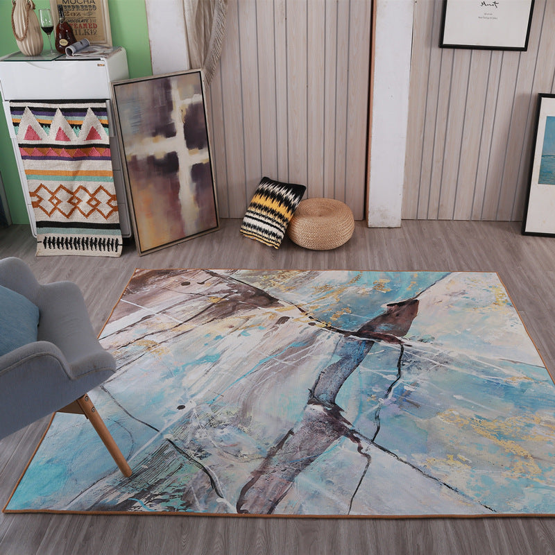 Stilvoller Bereich Teppich moderner abstrakter Druckteppich waschbarer Polyester Teppich mit rutschfestem Hintergrund