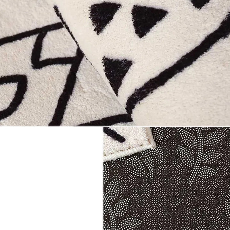 White Modern Rug Polyester Line Rug Stain Resistant Rug for Home Decor