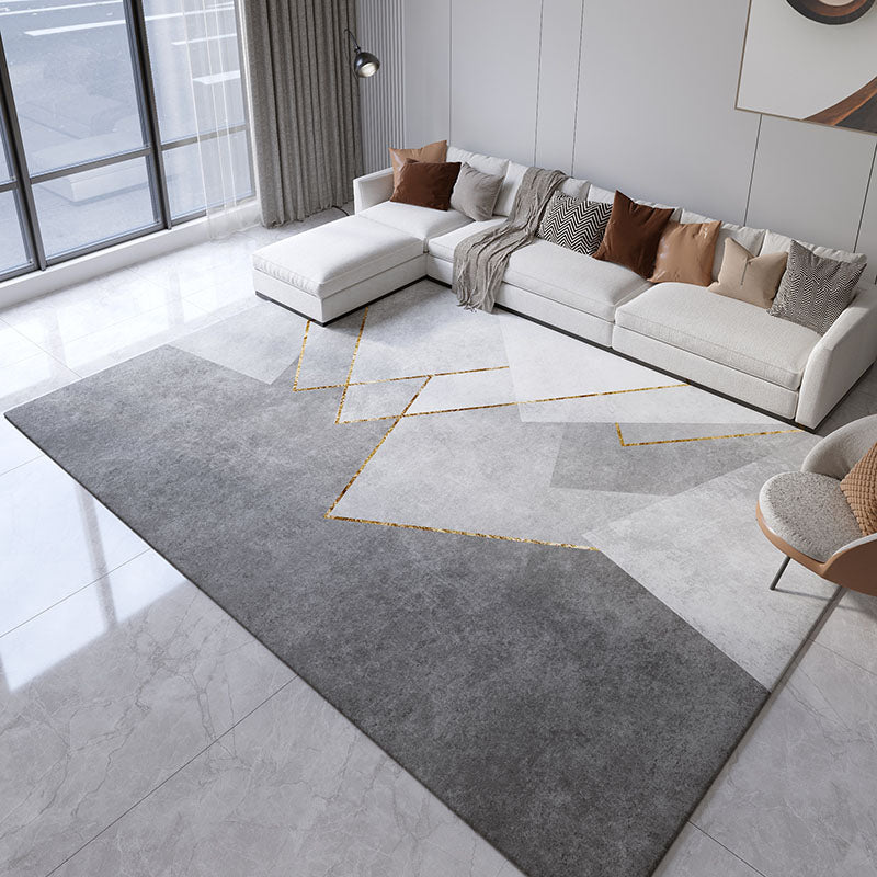 Moderne woonkamer Tapijt Grijs Polyester Gebied Rug vlekbestendig vloerkleed voor thuisdecoratie