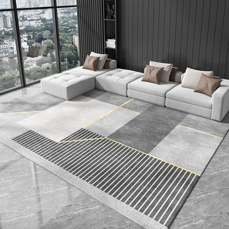 Moderne woonkamer Tapijt Grijs Polyester Gebied Rug vlekbestendig vloerkleed voor thuisdecoratie