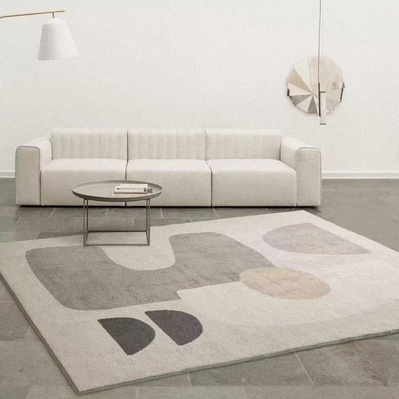 Wit abstract patroon tapijt modern polyester gebied tapijt niet-slip achterste tapijt voor woningdecoratie