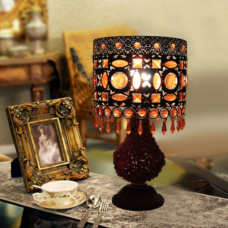 Roestcilinder nachttafel licht kunst deco metaal 1 lamp woonkamer nachtkastje verlichting