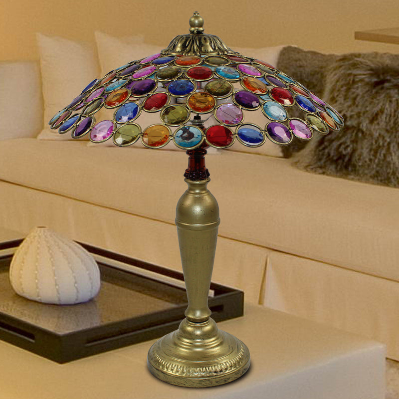 Lampada conica tradizionale da 12 "/16" 1 comodino in metallo in metallo in ottone/rame per soggiorno