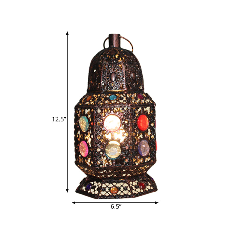 1 Kopfmetall Nachttischlampe Vintage Kupfer Laternen Wohnzimmer Nachttisch Beleuchtung