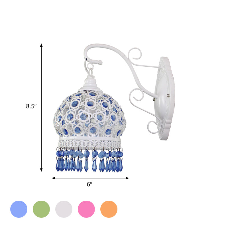 Traditional Dome Wall Sconce Lamp 1 Bulb Metal Wall Mount Light in White/Pink/Orange for Living Room