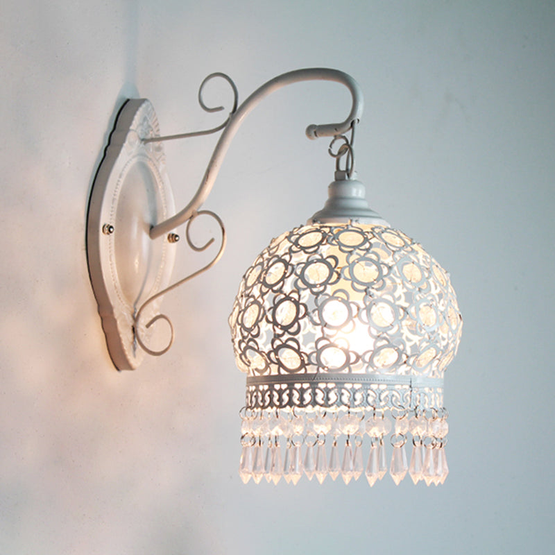 Traditional Dome Wall Sconce Lamp 1 Bulb Metal Wall Mount Light in White/Pink/Orange for Living Room