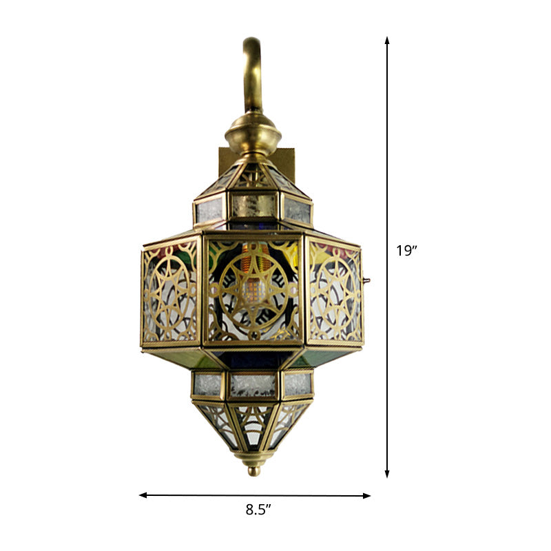 Metal Brass Sconce Light Fixture Hollow Out 1-Bulb Arab Wall Mounted Lamp for Restaurant