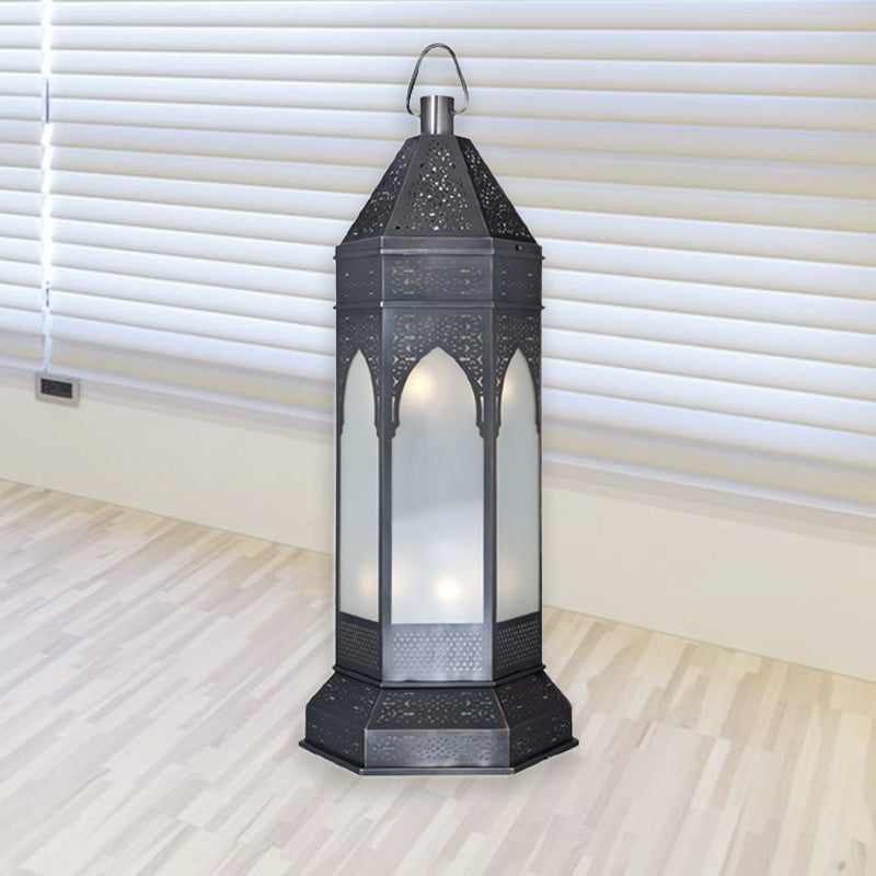 Tower de bureau Vintage Light 3 lumières lampe de nuit métallique en gris avec une teinte en verre d'opale