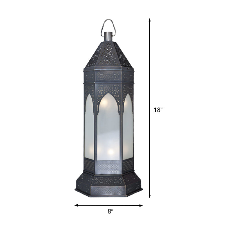 Tower de bureau Vintage Light 3 lumières lampe de nuit métallique en gris avec une teinte en verre d'opale