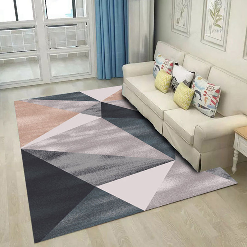 Light Gray Modern Area Rug Polyester Geometric Patterns Rug Washable Rug for Home Decor