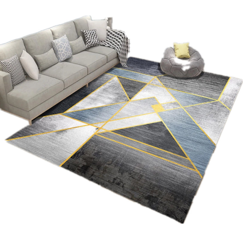 Light Gray Modern Area Rug Polyester Geometric Patterns Rug Washable Rug for Home Decor
