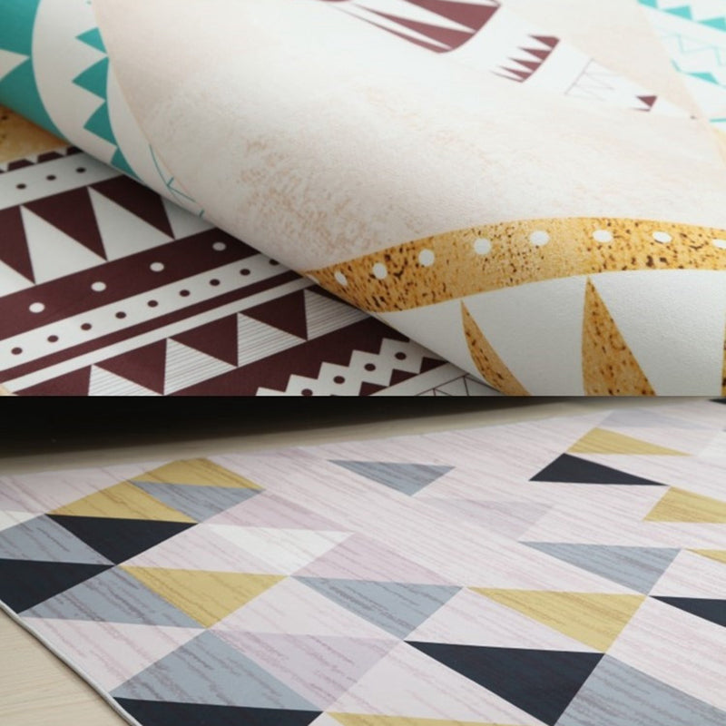 Light Gray Modern Area Rug Polyester Geometric Patterns Rug Washable Rug for Home Decor