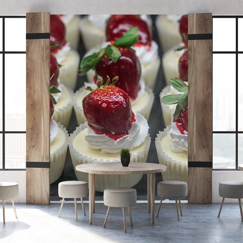 Strawberry Cake Mural Wallpaper for Commercial Cake Shop, Personalized Size