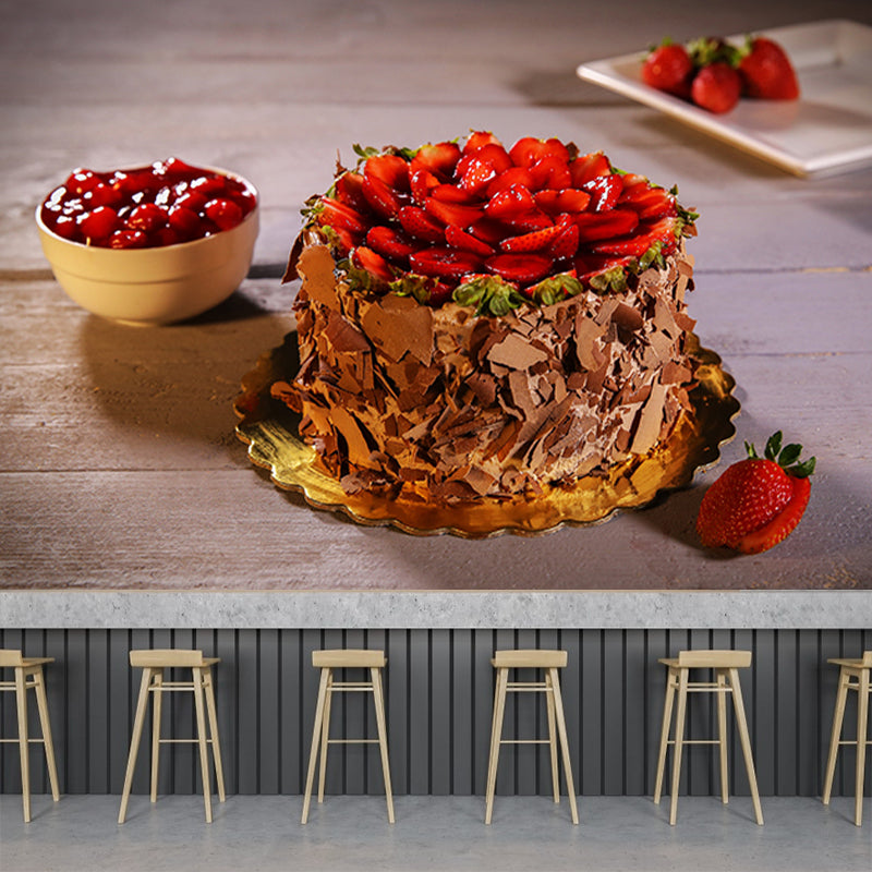 Strawberry Cake Mural Wallpaper for Commercial Cake Shop, Personalized Size
