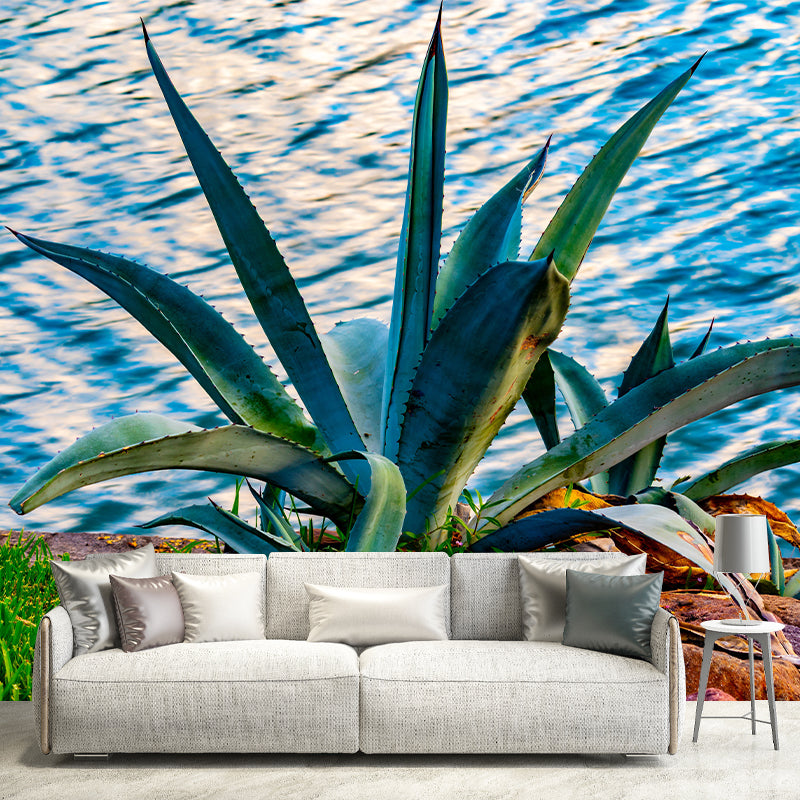 Green Aloe Vera Plant Wall Covering for Home Decoration, Moisture Resistant