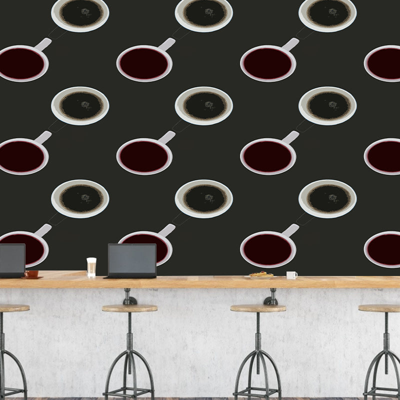 Coffee Drink Illustration Cafe Decoration Wall Paper Murals, Made to Measure
