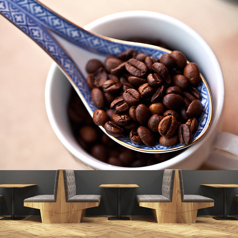 Bitter Coffee Beans Mural Wallpaper for Coffee Shop Waterproofing, Made to Measure