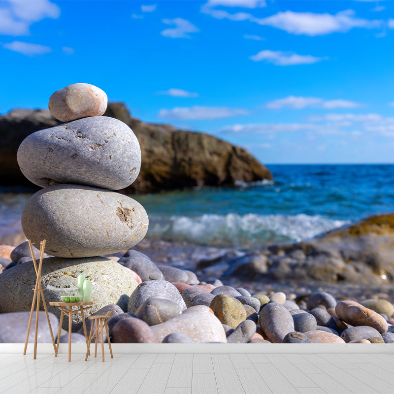 Sea Coastal View Removable Wall Mural for Sleeping Room, Stain Resistant