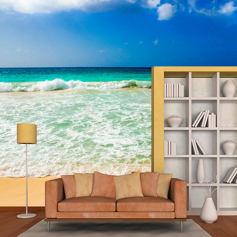 Seashore Landscape Removable Wall Mural for Gust Room, Moisture Resistant