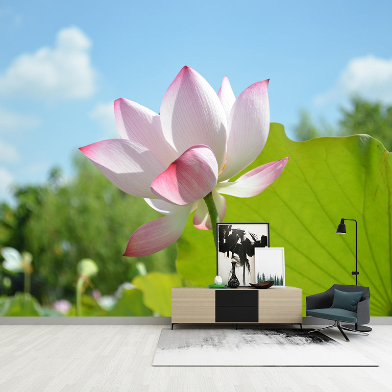 Blooming Lotus Mural Moisture Resistant Wallpaper Wall Decor for House Interior