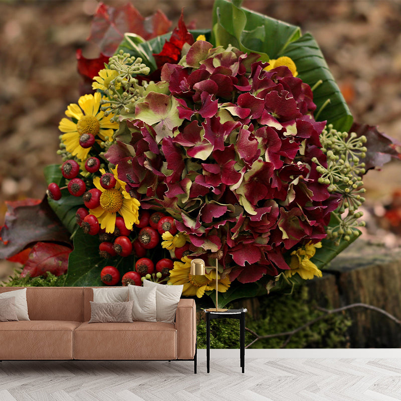 Bouquet Wall Mural Moisture Resistant Wallpaper Wall Decor for House Interior