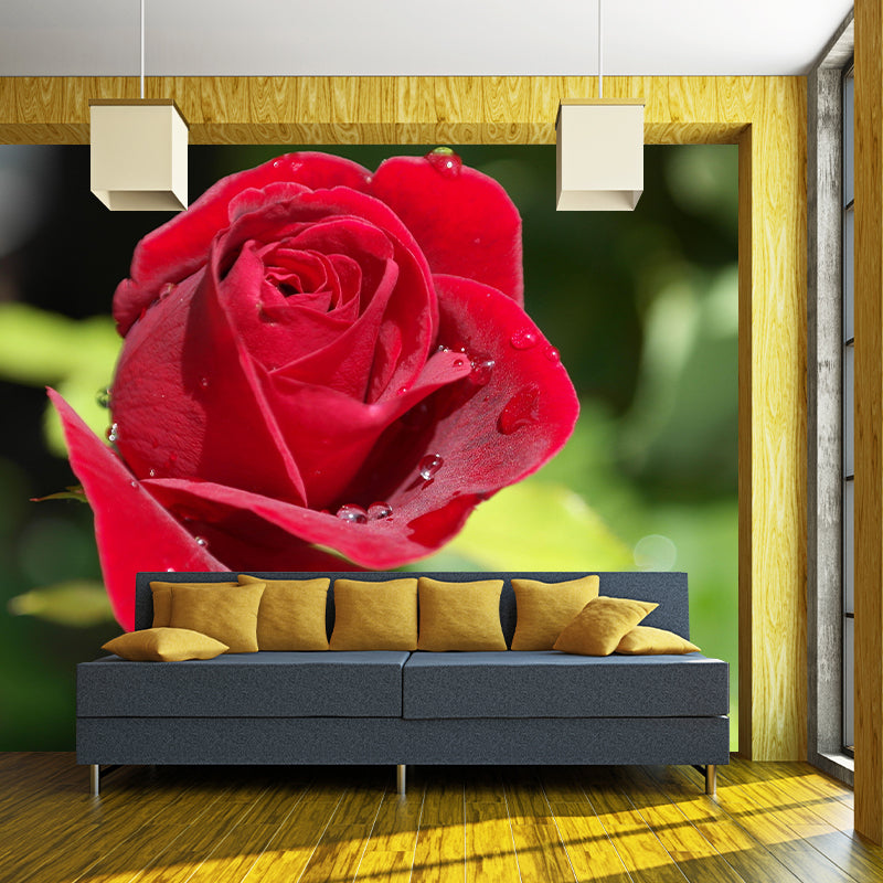 Blooming Rose Mural Moisture Resistant Wallpaper Wall Decor for House Interior