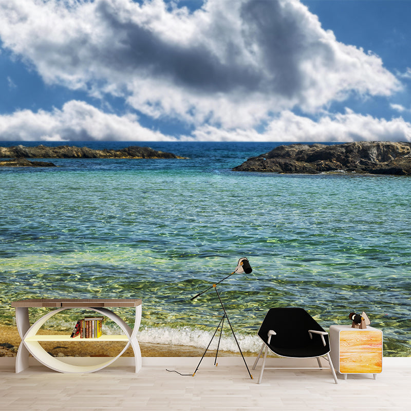 Seascape Wall Mural Moisture Resistant Wallpaper Wall Decor for Bathroom