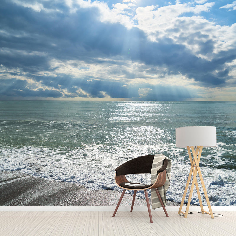 Beautiful Seascape Mural Horizontal Photography Eco-friendly for Bathroom Floor