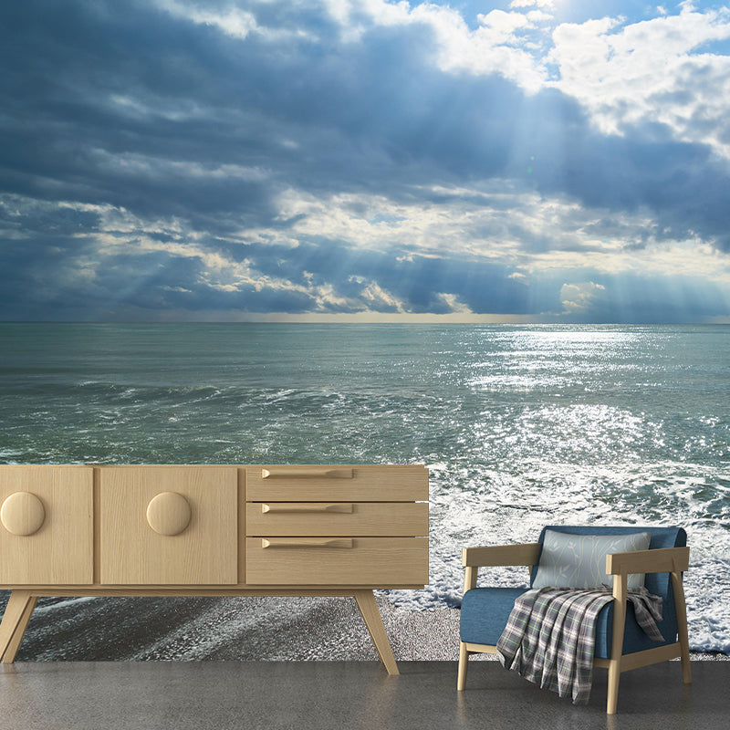 Beautiful Seascape Mural Horizontal Photography Eco-friendly for Bathroom Floor