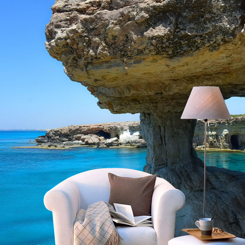 Modern Seascape Murals Wallpaper Mildew Resistant for Bathroom Murals Decor