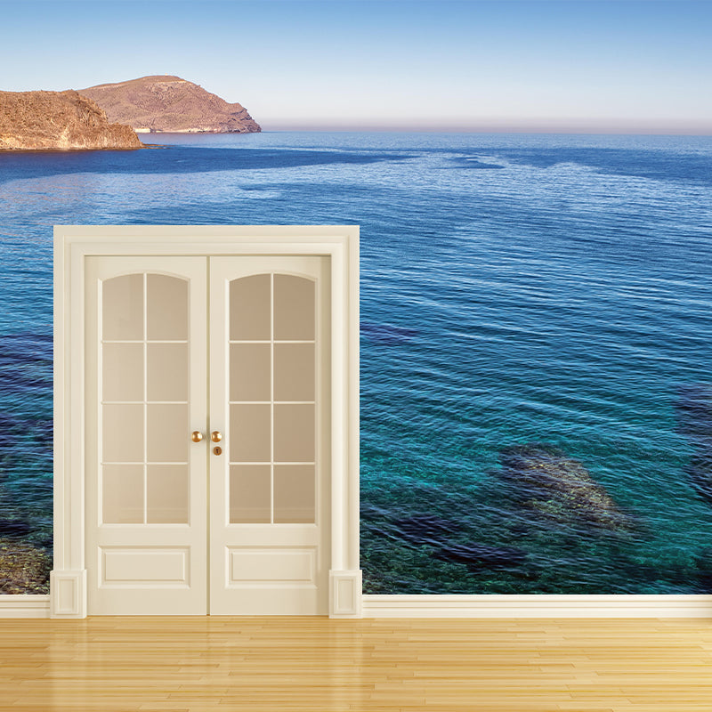 Modern Seascape Murals Wallpaper Mildew Resistant for Bathroom Murals Decor