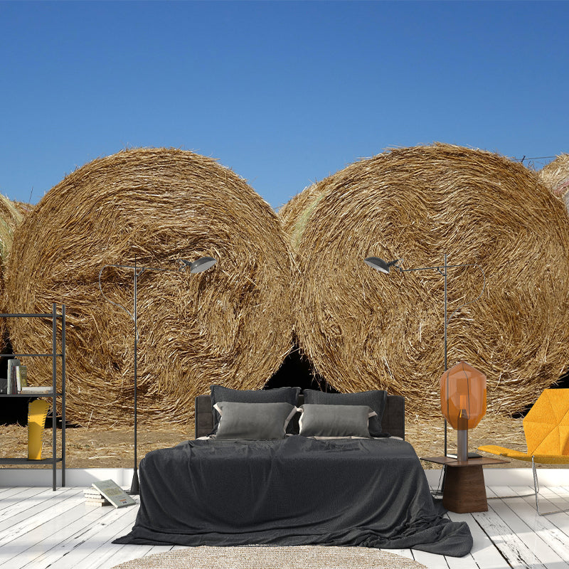 Customized Straw Bales Mural Environment Friendly Wallpaper for Accent Wall