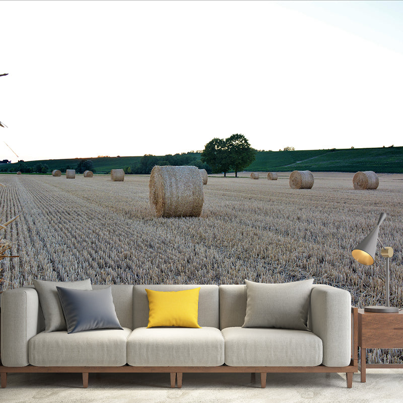 Customized Straw Bales Mural Environment Friendly Wallpaper for Accent Wall