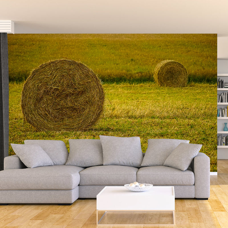 Customized Straw Bales Mural Environment Friendly Wallpaper for Reading Room